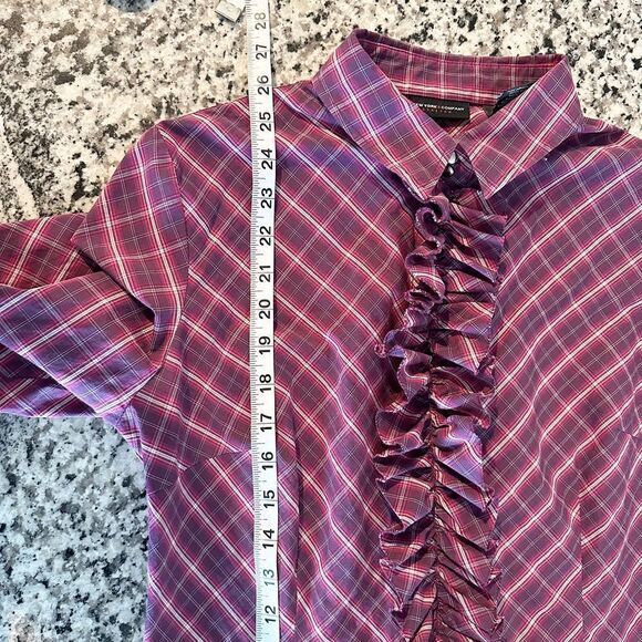 New York & Company Purple Plaid Button Down Shirt - Picture 5 of 6